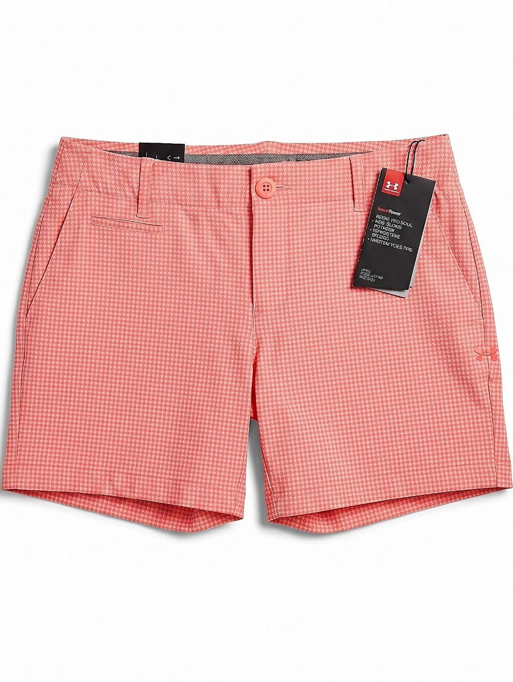 NWT! Under Armour Women's Coral Micro-Check Golf Shorts